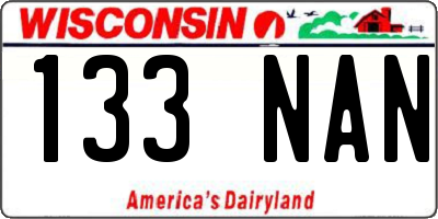WI license plate 133NAN