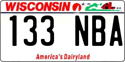 WI license plate 133NBA