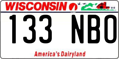 WI license plate 133NBO