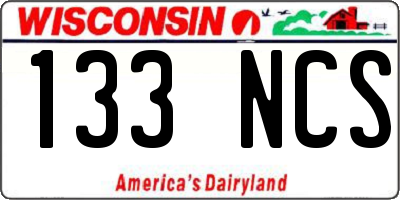 WI license plate 133NCS