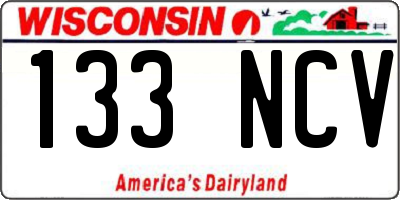 WI license plate 133NCV
