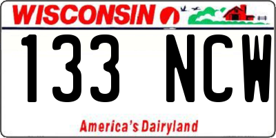 WI license plate 133NCW