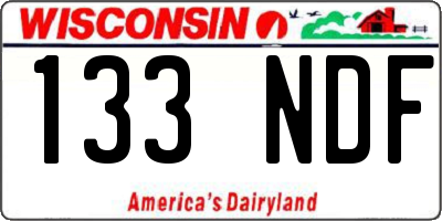 WI license plate 133NDF