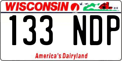 WI license plate 133NDP