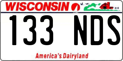 WI license plate 133NDS