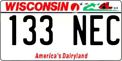WI license plate 133NEC