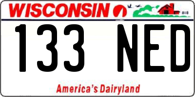WI license plate 133NED