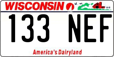 WI license plate 133NEF