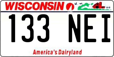 WI license plate 133NEI