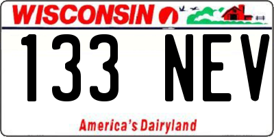 WI license plate 133NEV