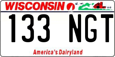 WI license plate 133NGT