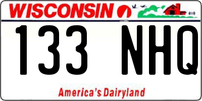 WI license plate 133NHQ