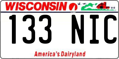 WI license plate 133NIC