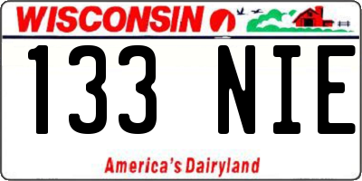 WI license plate 133NIE