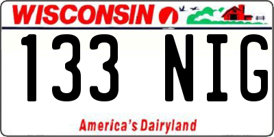 WI license plate 133NIG