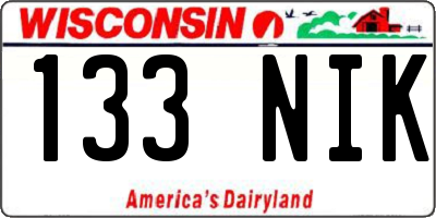 WI license plate 133NIK