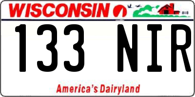WI license plate 133NIR