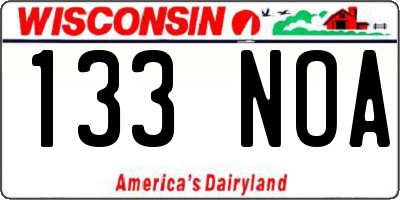 WI license plate 133NOA