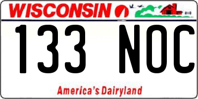 WI license plate 133NOC