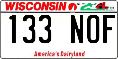 WI license plate 133NOF