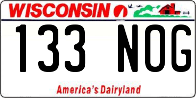 WI license plate 133NOG