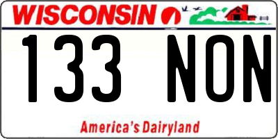 WI license plate 133NON