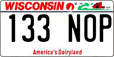 WI license plate 133NOP