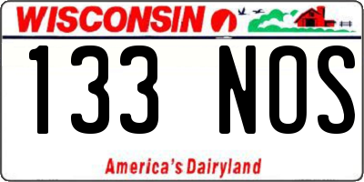 WI license plate 133NOS