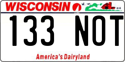 WI license plate 133NOT