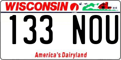 WI license plate 133NOU