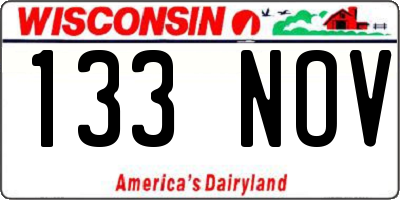 WI license plate 133NOV