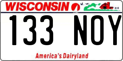 WI license plate 133NOY