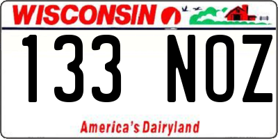 WI license plate 133NOZ