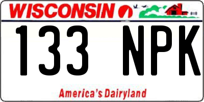 WI license plate 133NPK