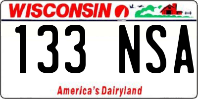 WI license plate 133NSA
