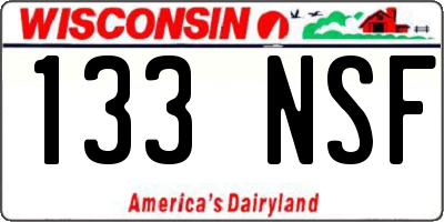 WI license plate 133NSF