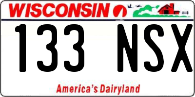 WI license plate 133NSX
