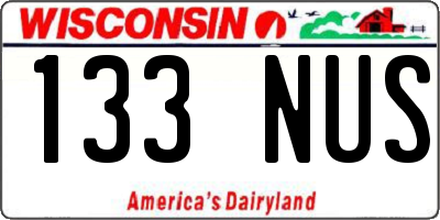 WI license plate 133NUS