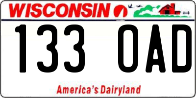 WI license plate 133OAD