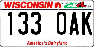 WI license plate 133OAK