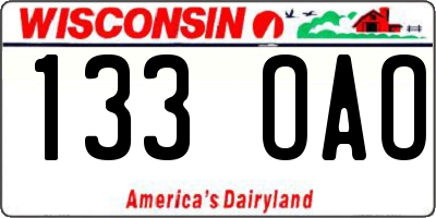 WI license plate 133OAO