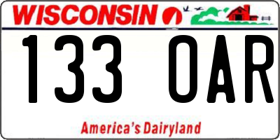 WI license plate 133OAR