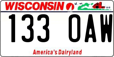 WI license plate 133OAW