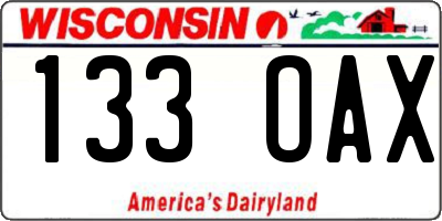 WI license plate 133OAX