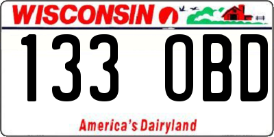 WI license plate 133OBD