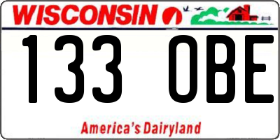 WI license plate 133OBE