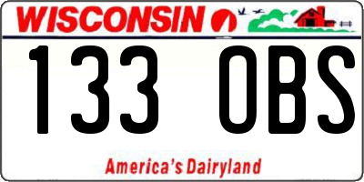 WI license plate 133OBS