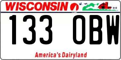 WI license plate 133OBW