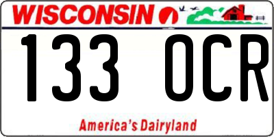 WI license plate 133OCR