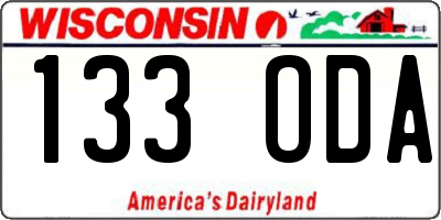 WI license plate 133ODA